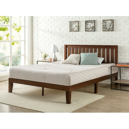 Zinus Vivek 37 Solid Wood Platform Bed With Headboard Antique