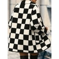 thumbnail image 4 of KRE Prime Women Double Take Checkered Button Front Coat with Pockets, 4 of 9