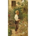 thumbnail image 2 of Joseph Hasslwander 10x14 Black Ornate Wood Framed Double Matted Museum Art Print Titled: Boy with a Cat in the Garden, 2 of 5