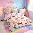 thumbnail image 2 of meiyoeat Cute Pet Dogs 7-Piece King Bedding For Girls,Kawaii Animals King Bed In A Bag For Kids,Pink Reversible, 2 of 7
