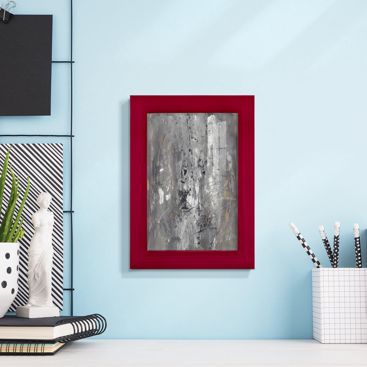 Ancient Marks I - Framed Print w/glass - Cherry Red