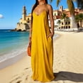 thumbnail image 2 of OVAFBAU Summer Dresses for Women Boho Print Sleeveless V Neck Backless Ankle Length Beach Vacation Dress Summer Outfits, 2 of 7