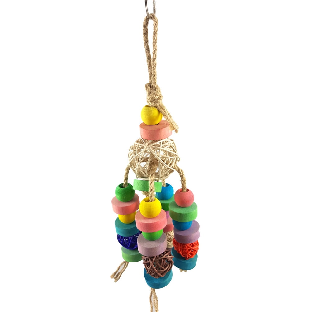 LITINKIMI 2-Pack Parrot Chewing Toy Set with Rattan and Wood for Standing Birds