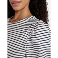 thumbnail image 4 of Time and Tru Women's Cotton Crewneck Tee with Puff Sleeves, Sizes XS-XXXL, 4 of 5