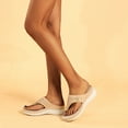 thumbnail image 4 of JeashCHAT Sandals for Women, Slide Sandals Women's Round Toe Fashion Flip-Toe Comfortable Slope heel Large Size Sandals (Beige), 4 of 9