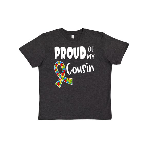 Inktastic Proud of My Cousin Autism Awareness Puzzle Piece Ribbon Youth T-Shirt