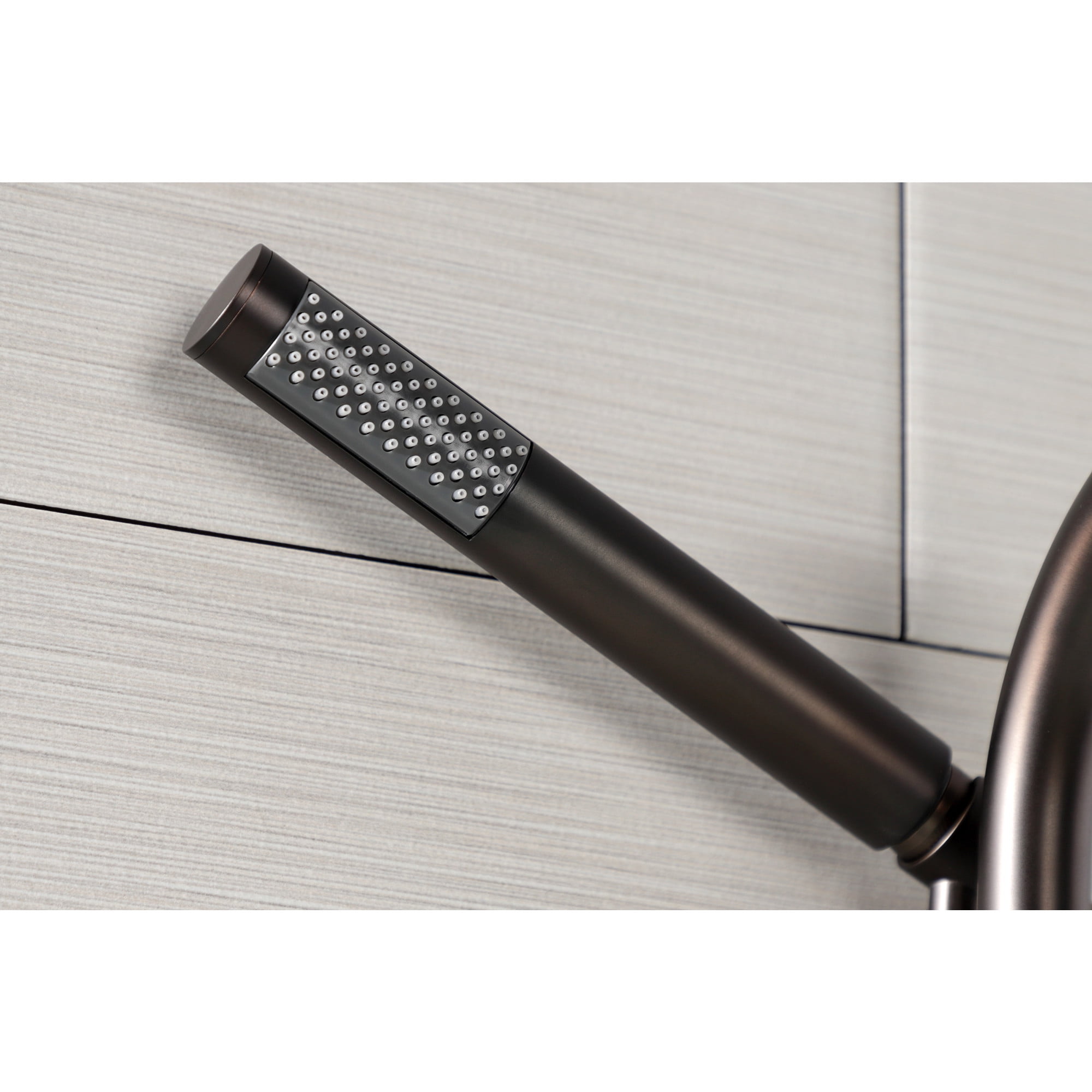 Kingston Brass AE8155RKX Webb 7-Inch Adjustable Wall Mount Clawfoot Tub Faucet with Knurled Handle and Hand Shower, Oil Rubbed Bronze