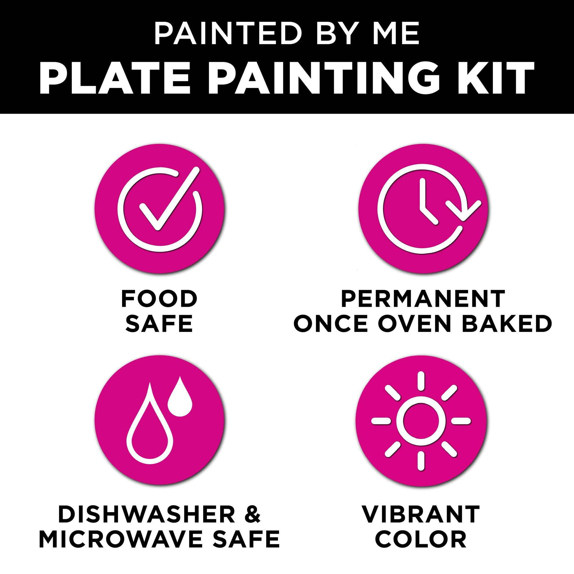 Tulip Food Safe Painted by Me Ceramic Plate Painting Set, Includes 16 Paints, 4 Brushes & 4 Paintable Plates. Bake at Home with Studio Quality Results