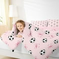 thumbnail image 4 of Manfei Football Soccer Game Bedding Comforter Set,Sport Theme Twin Comforter Sets,Cartoon Bow Knot Bedding Set For Girl Boy,Breathable Home Decor Reversible,2pcs, 4 of 8