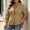 #0489-Khaki, variant on Women's Plus Size 3/4 Sleeve Blazer Pleated Lapel Single Button Jacket with Pockets Shoulder Pads for Office
