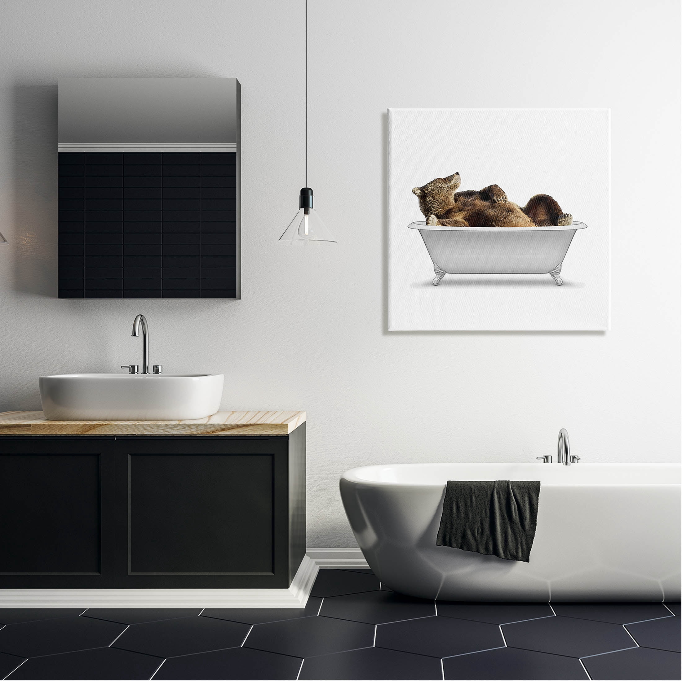 Stupell Industries Bathroom Wildlife Bear in Tub Graphic Art Gallery Wrapped Canvas Print Wall Art, Design by Annalisa Latella