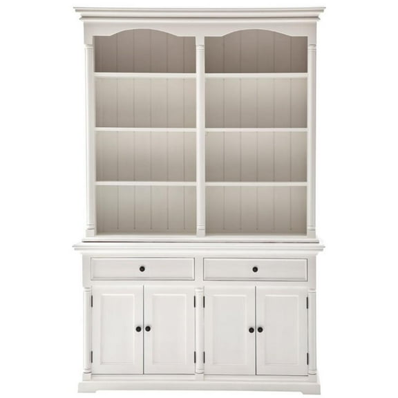 Beaumont Lane Modern Wood Storage Cabinet with Hutch/ Bookcases in Pure White