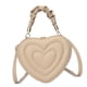 thumbnail image 5 of Bolso de hombro con forma de corazón de piel sintética con correa ajustable y elegante. Caqui, 5 of 9