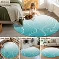 thumbnail image 6 of Round Rugs 7 Ft, Aqua Blue Geometric Non Slip Area Rugs for Kitchen Bedroom Entryway, Modern White Stripe Distortion Art Washable Carpet Runner Rug Floor Mats for Bedroom Home Decor, 6 of 9