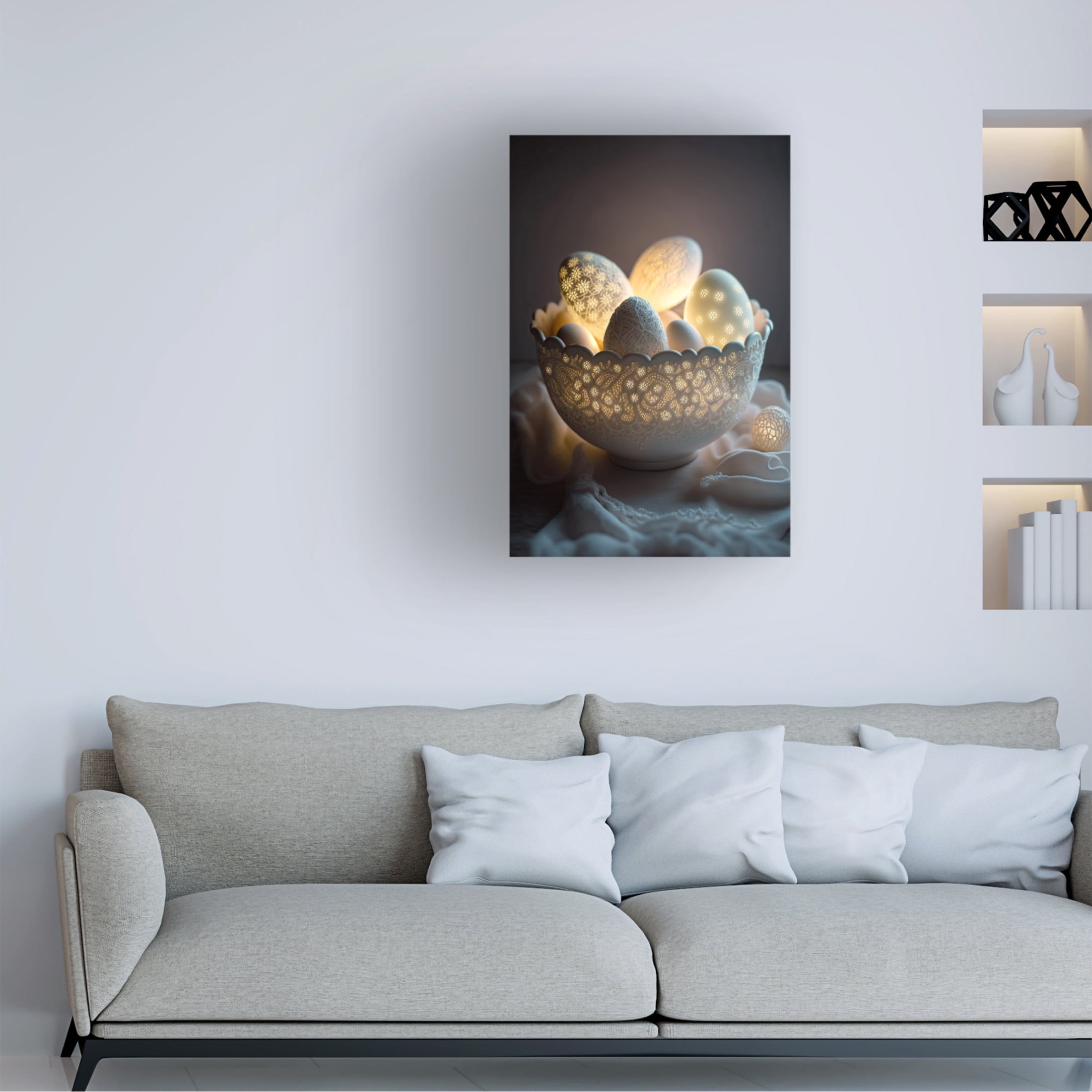 Canvas Wall Art - Treechild 'Glowing Eggs' Wall Art for Living Room, Bedroom, or Office D?cor by Trademark Fine Art - 30 x 47 Inches