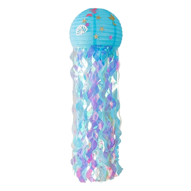 Kit de bricolaje para farolillos de medusa - Decoración de papel hecha a mano de 26-30 cm con borlas de 60 cm para fiestas, hogar y techo