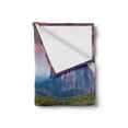 thumbnail image 2 of Nature Soft Flannel Fleece Blanket, Colorful Field of Blossom in the Morning Grand Dramatic Mountains Canyon Art Print, Cozy Plush for Indoor and Outdoor Use, 50" x 70", Pink Green, by Ambesonne, 2 of 6