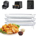 thumbnail image 2 of Welhammsae Square Air Fryer Rack, 3 Pcs Set, Food Grade Stainless Steel Grill Basket, Non Stick Mesh Basket Set, Compatible with Air Fryers, Oven, Microwave, Baking Accessories, 21 * 15 * 10cm, 2 of 7