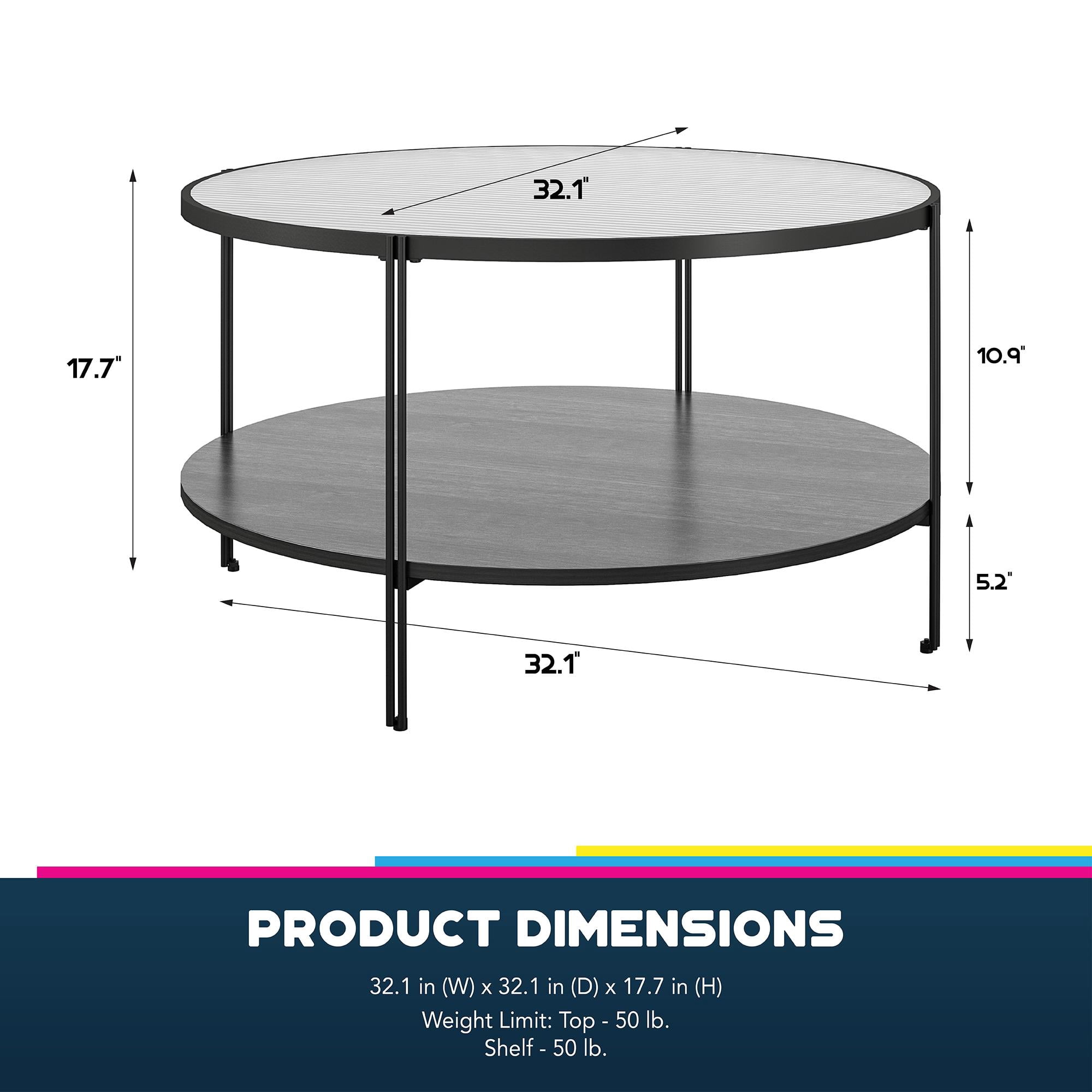 Queer Eye Wainwright Round Coffee Table Black Oak Home Garden