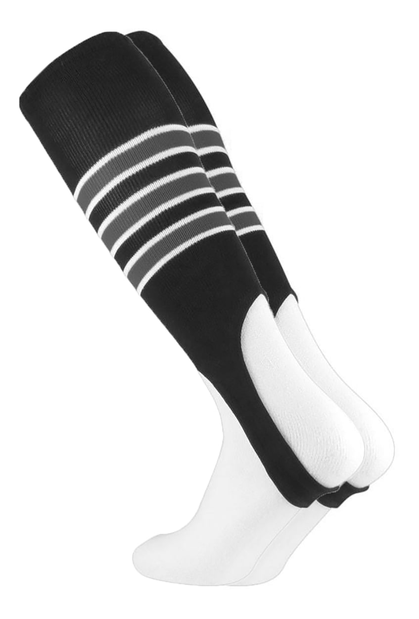 Striped Baseball Stirrups Pattern D (Black/White/Graphite, Medium)