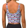 thumbnail image 3 of Haiem Bees And Daisies Striped Pattern Womens Sports Bra - U Neck Padded Low Impact Yoga Bra Workout Crop Top Gym Moisture-Wicking Workout Vest -Large, 3 of 9