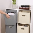 thumbnail image 3 of Large Foldable Storage Bin, Decorative Fabric Storage Containers   for Office Beige, 3 of 7