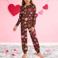 thumbnail image 1 of Conjuntos de blusa y camisa de manga larga con cuello redondo para niños y niñas de 5 a 14 años con estampado y bolsillo. Conjunto de top y pantalón de manga larga., 1 of 9