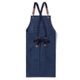 thumbnail image 2 of Delantal de carpintería de lona gruesa, impermeable, para jardinería, cafetería, color azul claro, 2 of 12