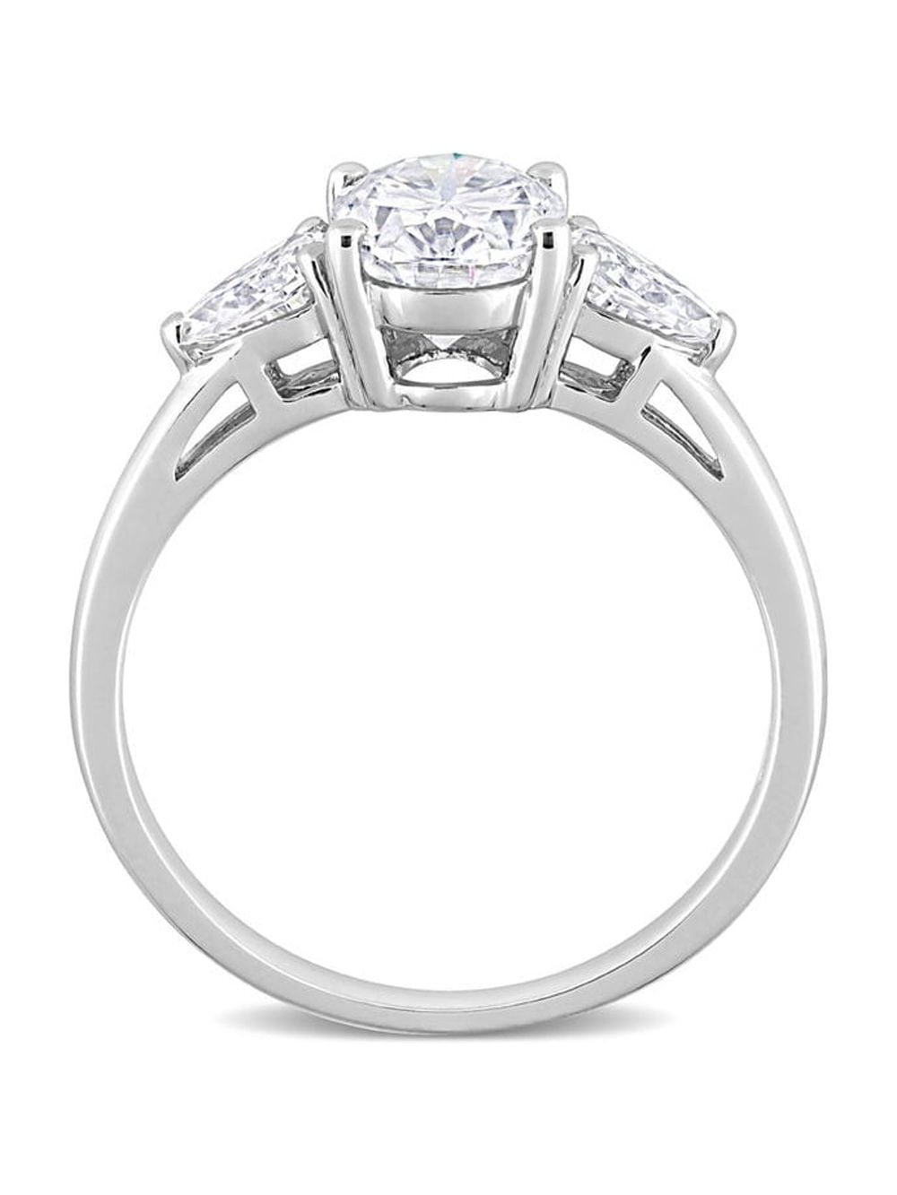 1.75 Carat (Ctw) Lab-Created Three-Stone Moissanite Engagement Ring in Sterling Silver for Women