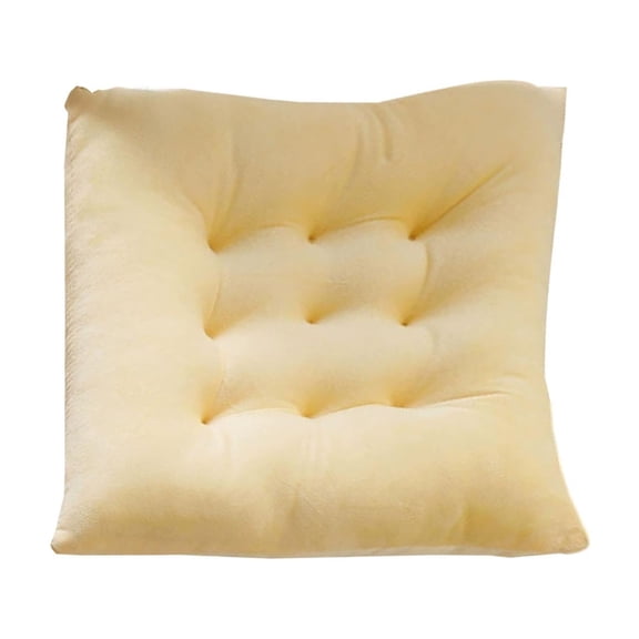 Fasiaou Corduroy Chair Cushion with Ties Ultra Soft Warm Floor Cushion for Kids Reading Nook Comfortable Square Seat Cushion for Adult,Yellow