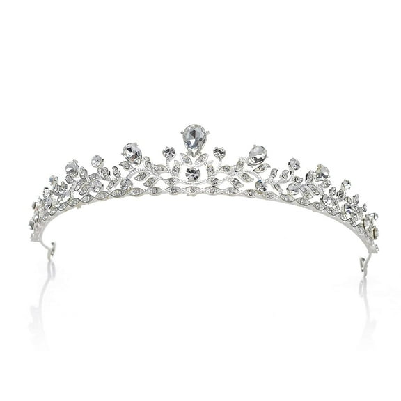 Crystal Wedding Tiara for Bride & Flower Girls - Princess Tiara Headband Pageant Crown, Bridal Hair Jewelry for Women and Girls, Silver