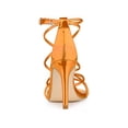 thumbnail image 2 of BLISSFUL STEP Women's Open Toe Strappy Straps Prom Stiletto Heels Sandals Orange 9, 2 of 7