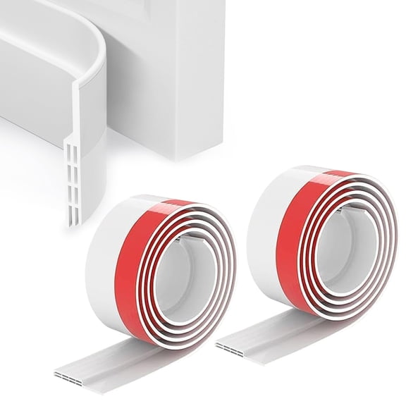 2 Pack Door Draft Stopper, Under Door Sweep for Exterior & Interior Doors, Weather Stripping Door Seal, Garage Window Blocker Noise Cold Air Insulation, Draft Guard White 2" W x 39" L