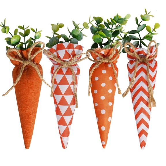 Tainini 4Pcs Easter Artificial Carrot Vegetables,2.36in Fall Harvest Thanksgiving Plastic Carrot for Home Kitchen Party DIY Decor