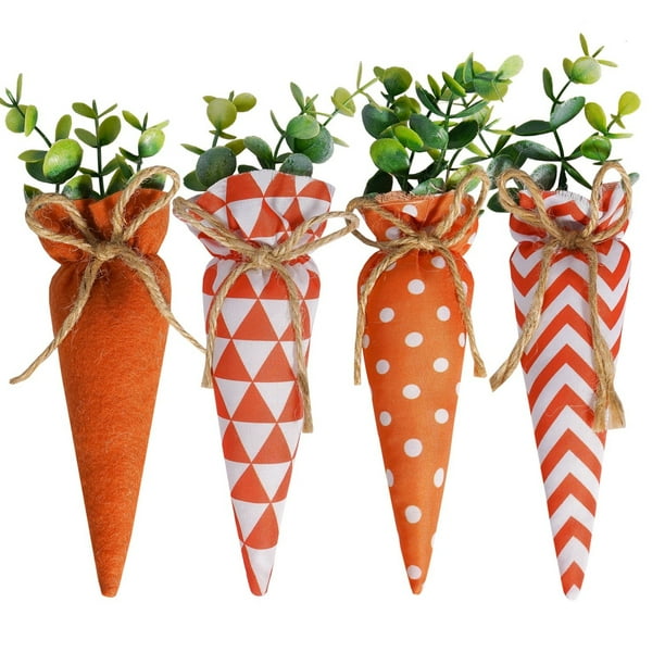 Decoraciones de Pascua para el Hogar Muñeca de Zanahoria de Pascua 4Pc Decoración Linda Del Festival Decoración de Fiesta de Raya Naranja Decoración de Fiesta de Pascua