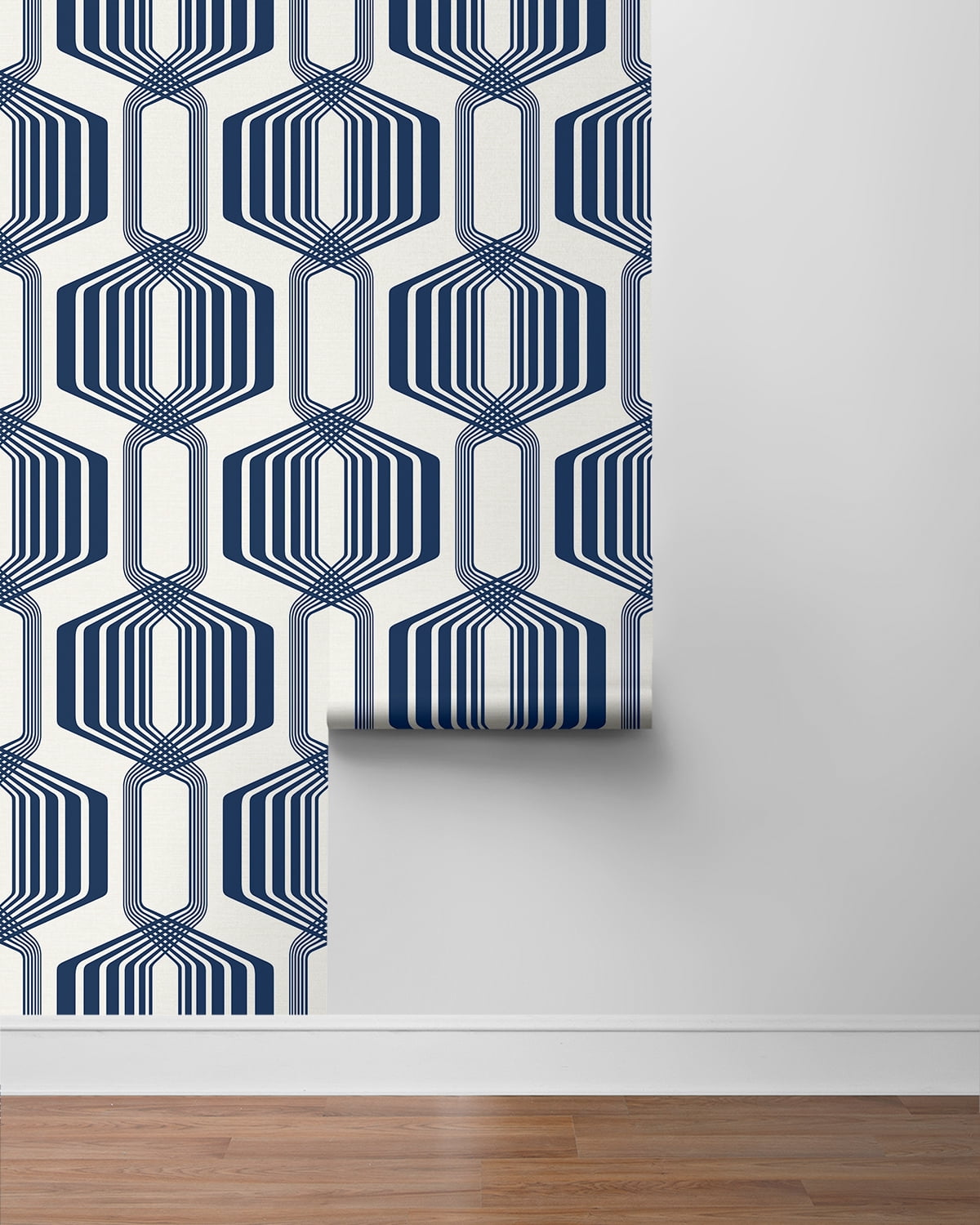 NextWall Blue Sapphire Striped Geo Peel and Stick Wallpaper