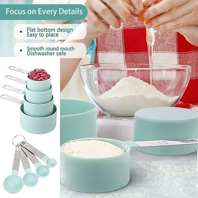 Measuring Cups and Spoons Set of 8 Pieces, Plastic Measure Cups
