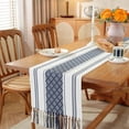 thumbnail image 1 of LSLJS Christmas Table Flag Cotton Woven Two Tone Color Splicing Tassel Holiday Decoration Long Tablecloth Home, Party Decorations, 1 of 6