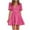 Hot Pink, variant on Summer Plus Size Dresses for Womens 2025 Fashion Leisure Solid Wrinkles Mid-Rise Short Sleeve V-Neck Dress