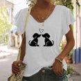 thumbnail image 2 of Blusa de camiseta informal con estampado de manga corta y cuello en V de verano para mujer a la moda Fridja  ghk7154, 2 of 5