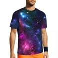 thumbnail image 2 of T Shirt For Men Purple Blue Galaxy Nebula Running T-Shirt Stardust Graphic Novelty Male Tee Shirt Su, 2 of 7
