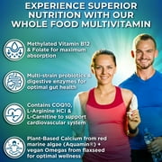 Vegan Whole Food Multivitamin with Iron for Women & Mens Optimal Support, Supplements Studio, 180Ct