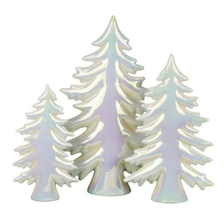 Old World Christmas Ceramic Decorative Iridescent Tree Set, 3 Assorted Sizes