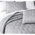 thumbnail image 3 of Chezmoi Collection Milo 3-Piece Soft Cooling Bamboo Fiber Cross-Stitch Quilted Coverlet Set (King, Light Gray), 3 of 5