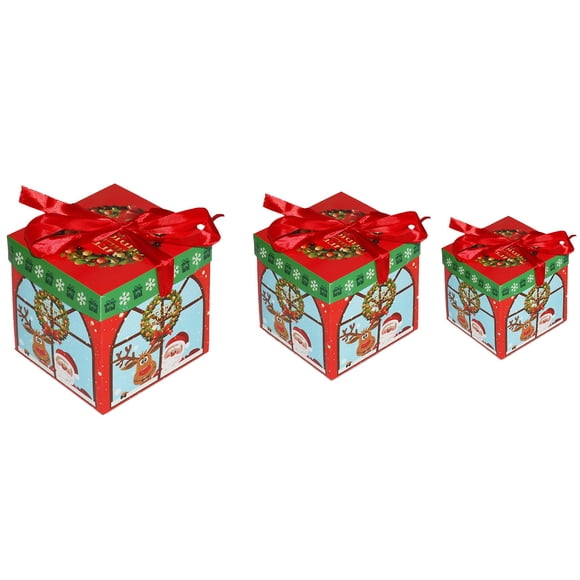 Christmas Decorations for The Home 3Pcs Christmas Decoration Boxes Christmas Nested Gift Box Set Used for Gift Packaging Holiday Gifts Birthday Gifts Decoration Family Gifts for Christmas
