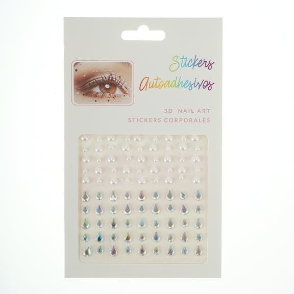 Unique Bargains 1 Pc Unique Face Rhinestone Stickers for Concert White