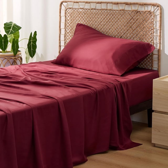 Rayon Derived from Bamboo Sheets Queen Size Set Cooling Sheets for Hot Sleepers Breathable & Soft Queen Bedsheets Deep Pocket Up to es Bedsheet & Pillowcase Sets