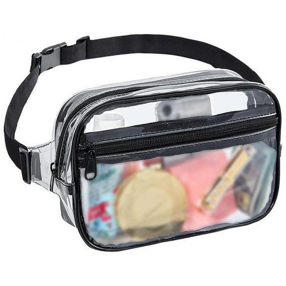 Clear Fanny Pack for Stadium Events Waterproof Transparent Waist Bag Black Women Men Concerts Sports Belt Bag