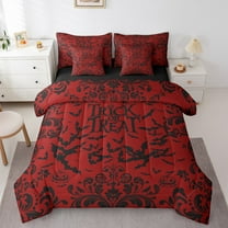 Erosebridal Happy Helloween Bedding Sets Full Size, Horror Bat Comforter Sets with Sheets, Boho Damask Reversible Bedding Full Size, Ultra Soft Bedroom Decorative, 7-Piece