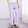 thumbnail image 2 of zbxnLI 4-14 Years Kids Straight Leg Pants Elastic Waist Plaid Casual Trousers Trendy Loose Pants with Pockets for Girls, 2 of 8